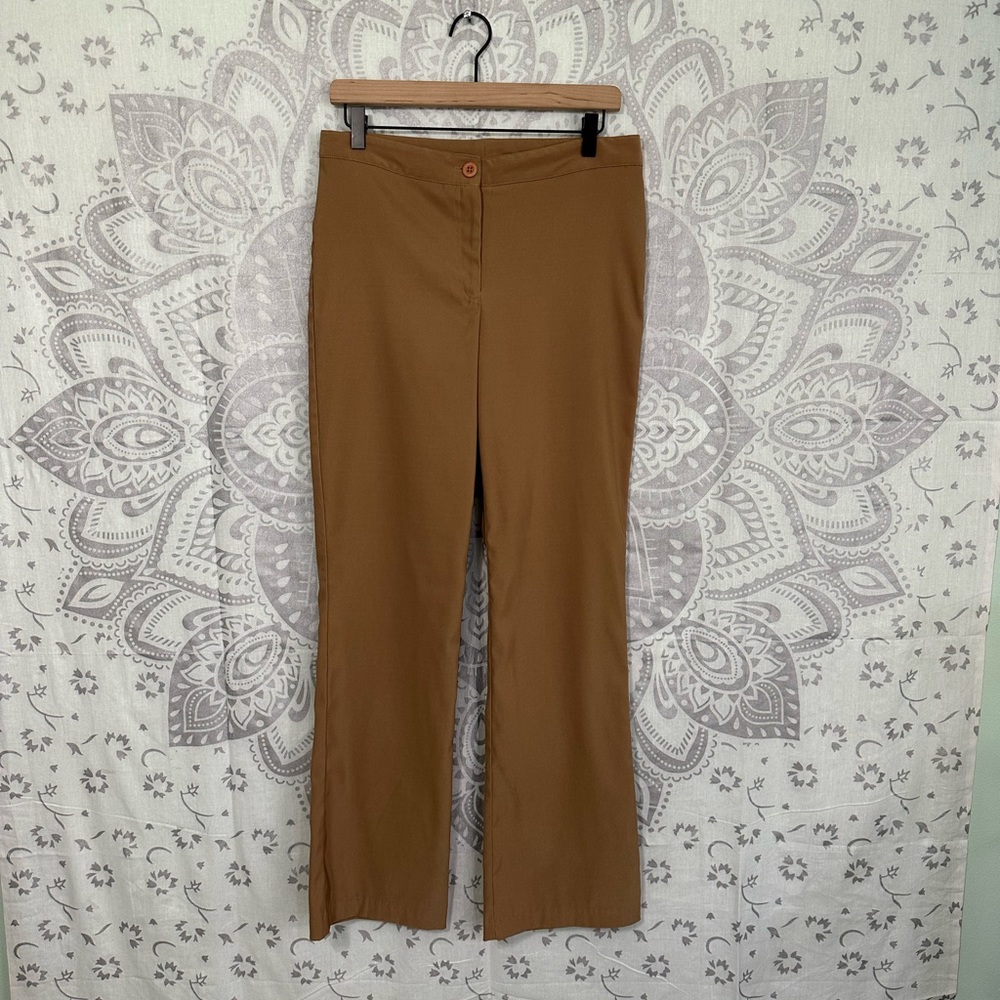 Euc $69 Rampage Macys Y2K Stretch Dress Work Pants Mustard Gold High Sheen 9 10